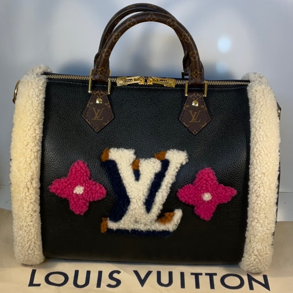 NWT - LV Teddy Speedy Bandouliere in Black Leather and Multicolored Shearling